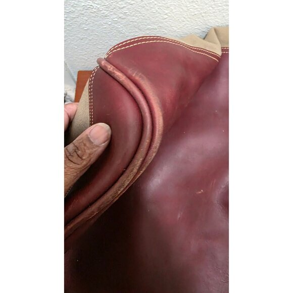 J.W. Hulme Co. Canvas & Leather Duffel Bag Brass Hardware Personalized Monogram - Picture 7 of 13